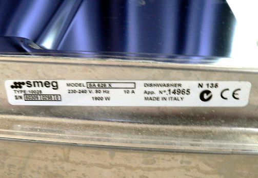  Photograph of Dishwasher Model Number